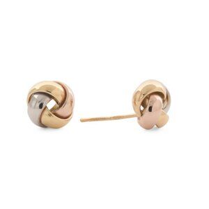 COTE D`OR Tricolor 14kt Tri Colored Gold Love Knot Earrings